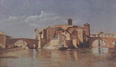 Jean Baptiste Camille  Corot Ile et pont San Bartolomeo (mk11) Norge oil painting art